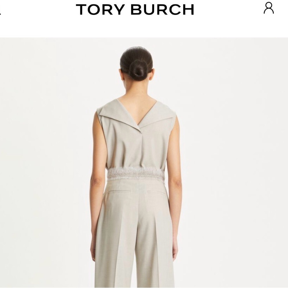 Tory Burch Sleeveless Blouse Light Gray funnel neck Women's size 6 - Picture 2 of 13